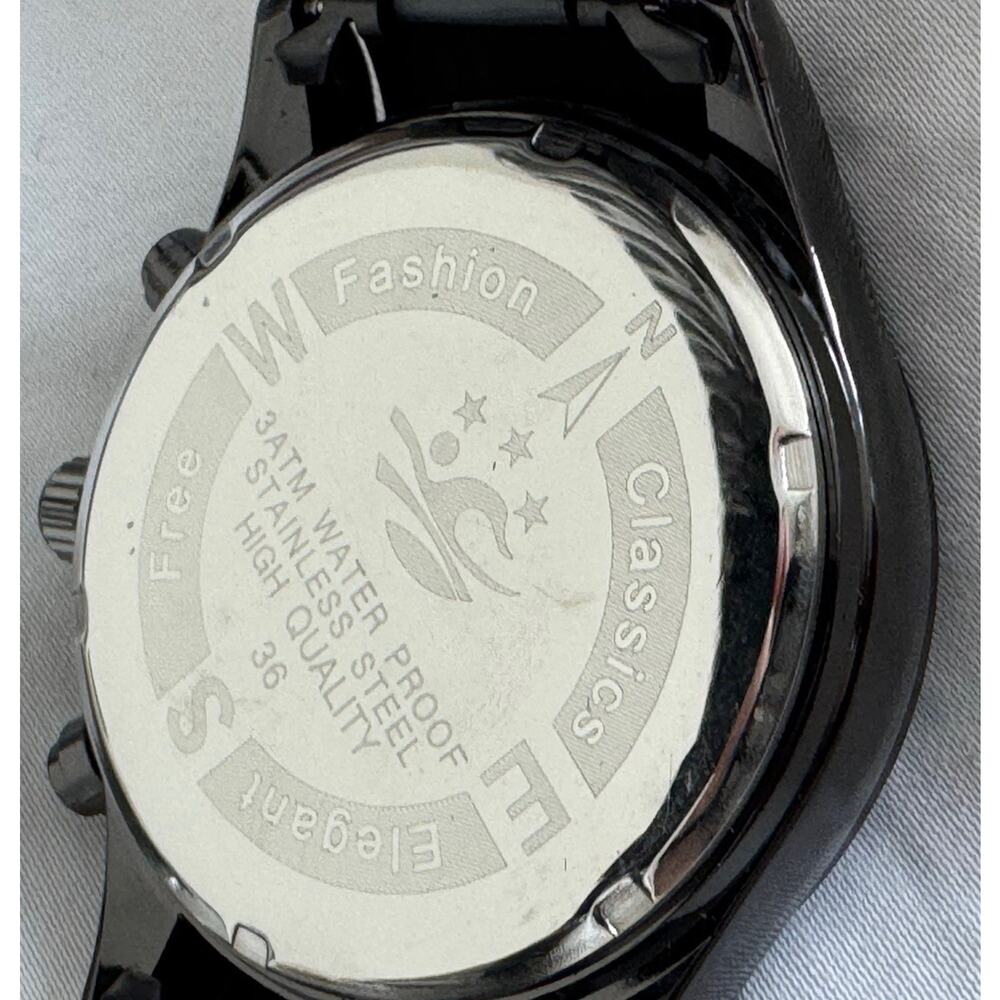 BOSCK Black Stainless Steel Watch Chronograph Style New w/ Sizing Tool Kit - Picture 6 of 9